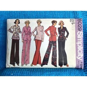 Simplicity 6029 Sewing pattern Wide leg pant top blouse 1970s size 14